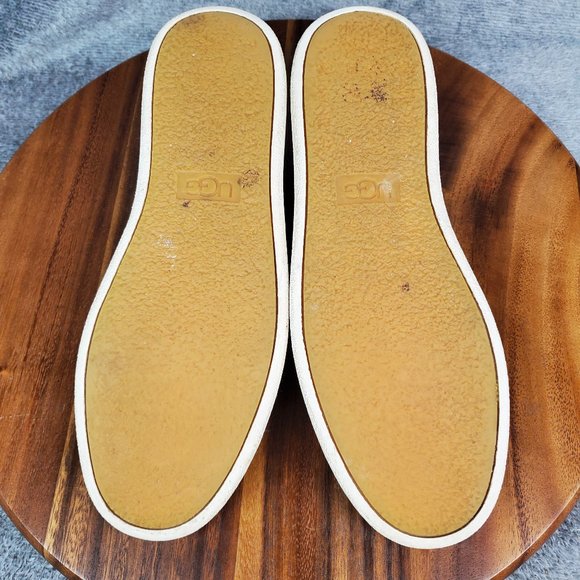 Ugg Shoes Womens 9.5 Brown Gold Suede Leather Cas Casual Comfort Slip On Sneaker - Picture 8 of 9